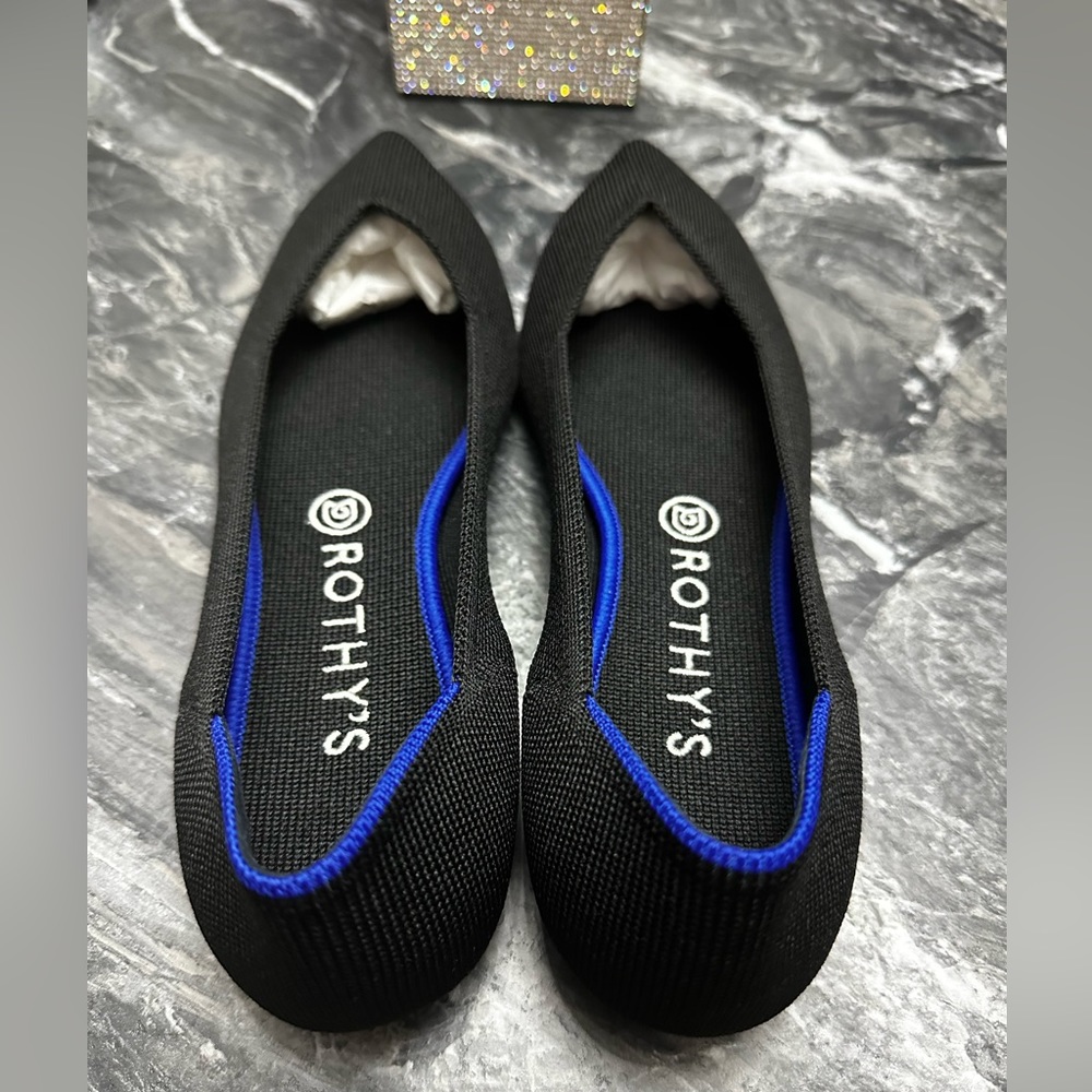 Brand New 🖤 Rothy’s The Point Classic Black Solid - Size 9.5 - Picture 6 of 13